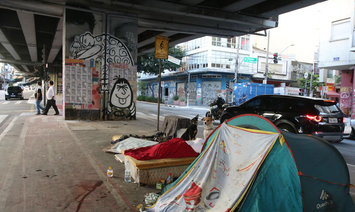 Barracas no centro de São Paulo