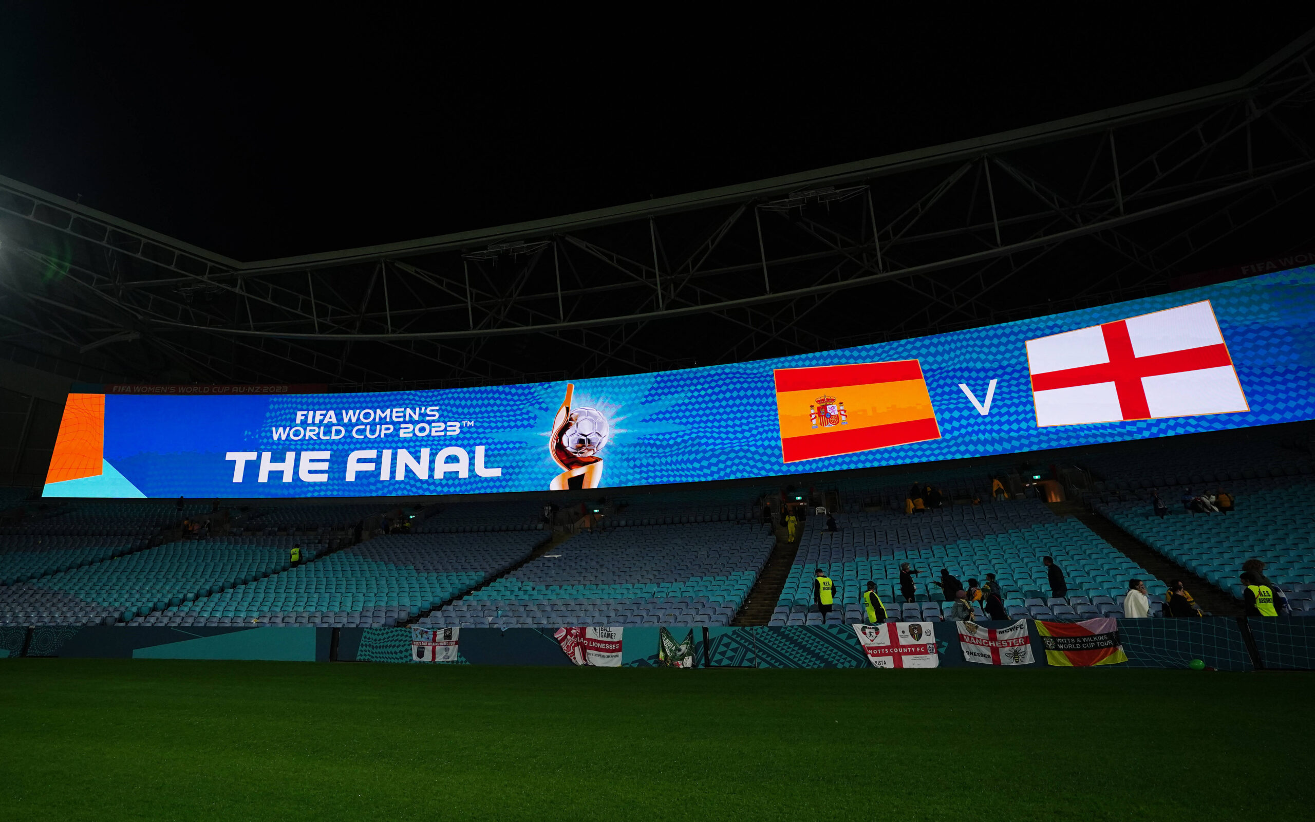 Australia v England - FIFA Women s World Cup 2023 - Semi Final - Stadium Australia Screens at the stadium advertise the