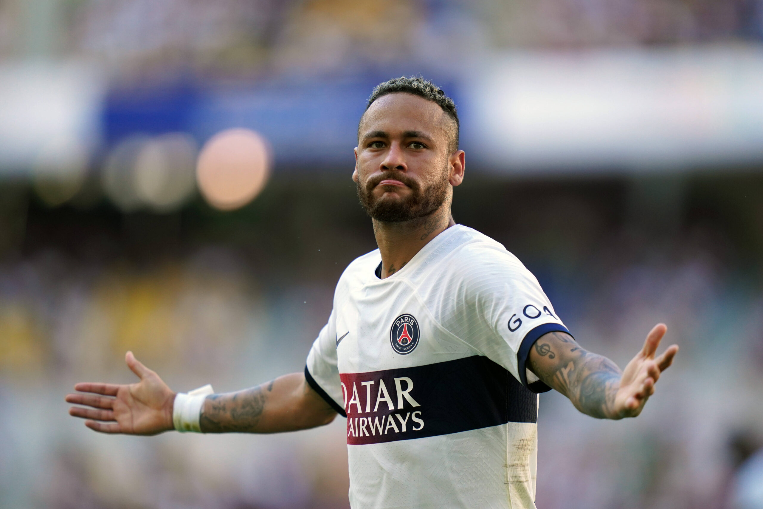 Friendly match ( Jeonbuk Hyundai vs PSG - 20230803 ) BUSAN, SOUTH KOREA, AUG 03 : Neymar Junior of PSG reacts during soc