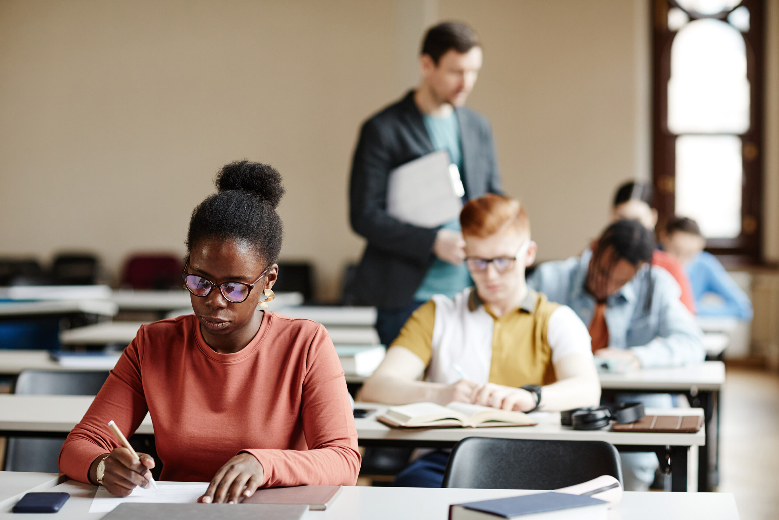 Students Taking Exam in Classroom