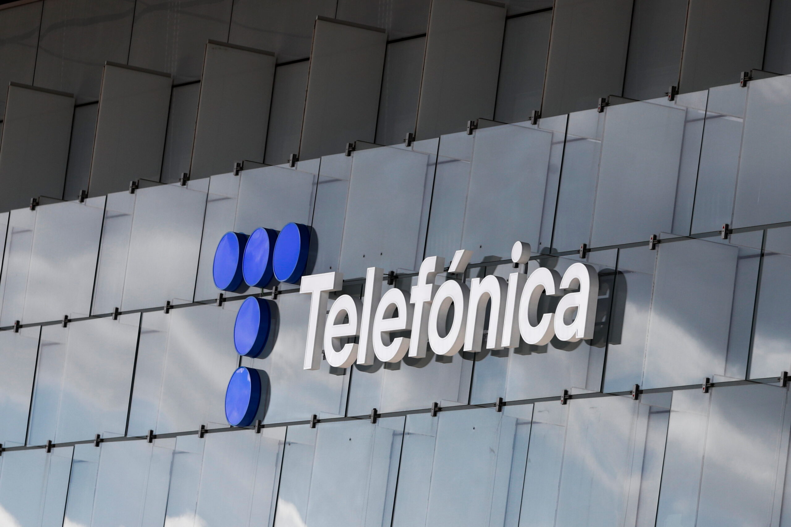 The logo of Spanish Telecom company Telefonica is seen in Madrid