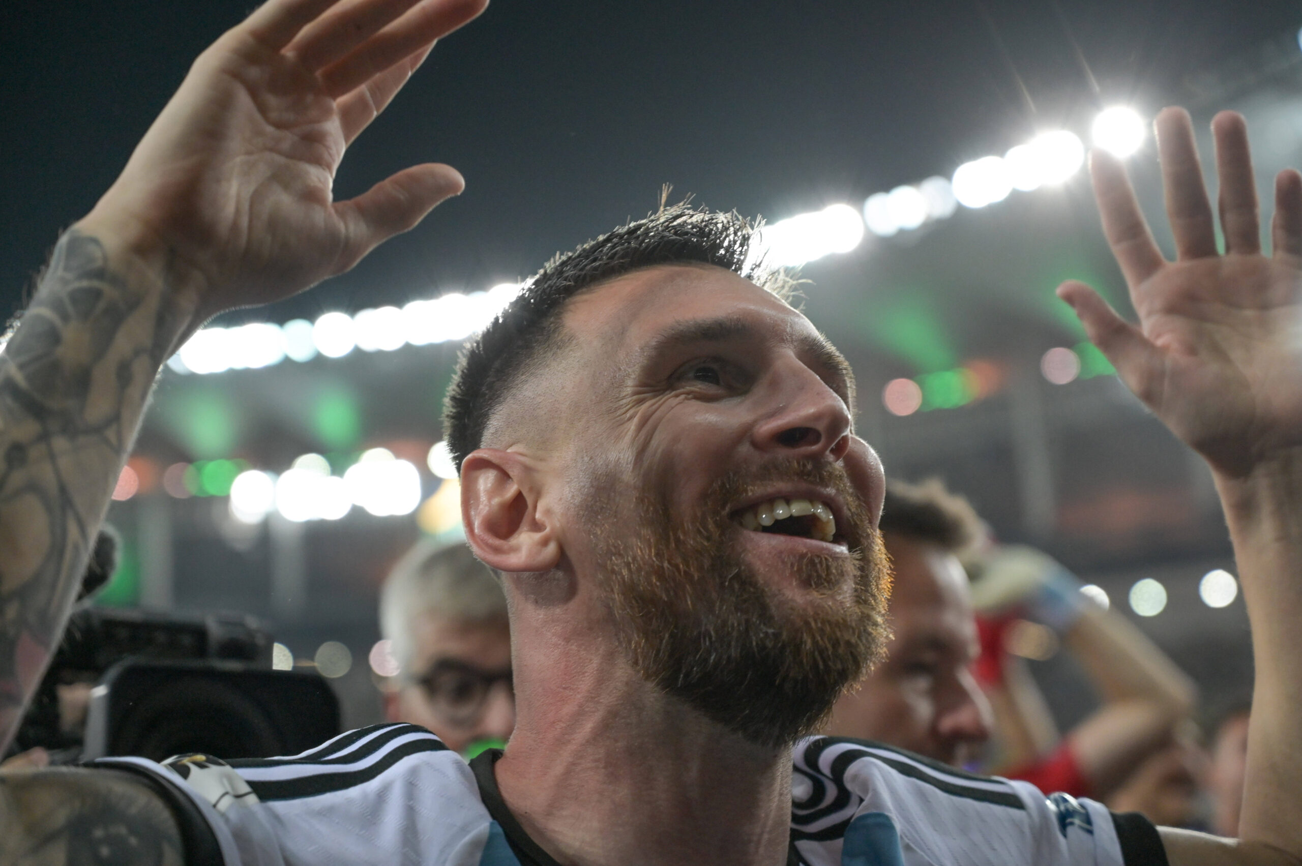 21st November 2023; Stadium Maracana, Rio de Janeiro, Brazil: Lionel Messi of Argentina, celebrates his teams victory af