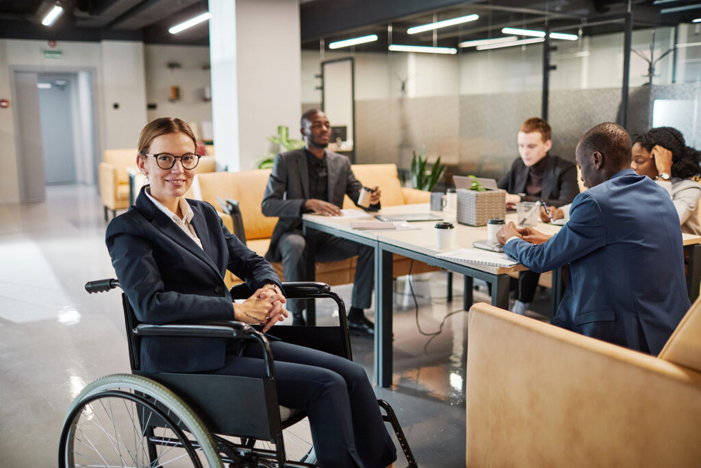 Smiling Female Leader in Business Meeting